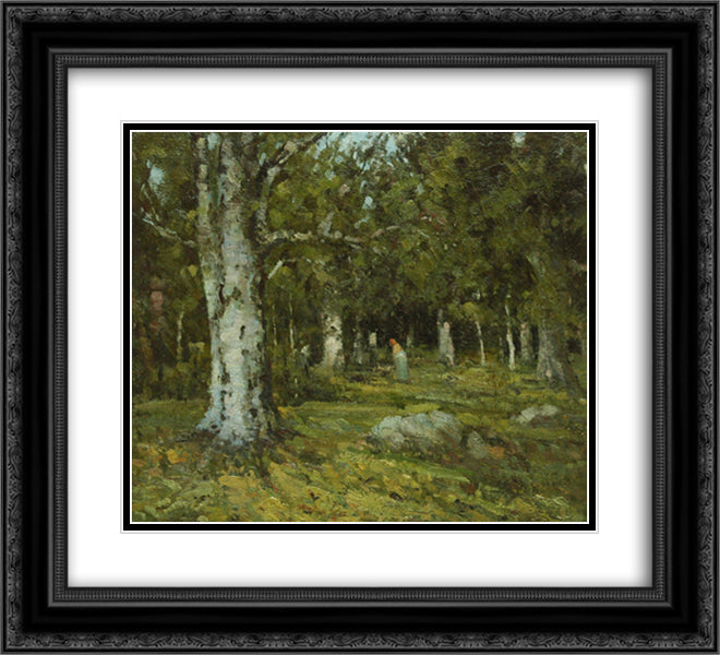 In the Forest 22x20 Black Ornate Wood Framed Art Print Poster with Double Matting by Andreescu, Ion