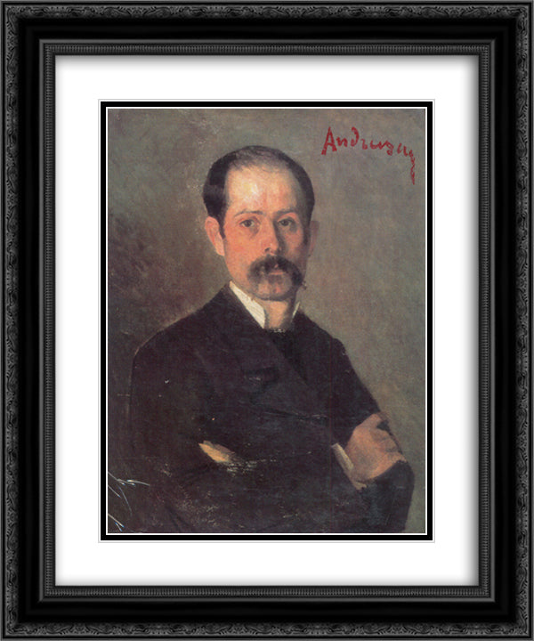 Self Portrait 20x24 Black Ornate Wood Framed Art Print Poster with Double Matting by Andreescu, Ion