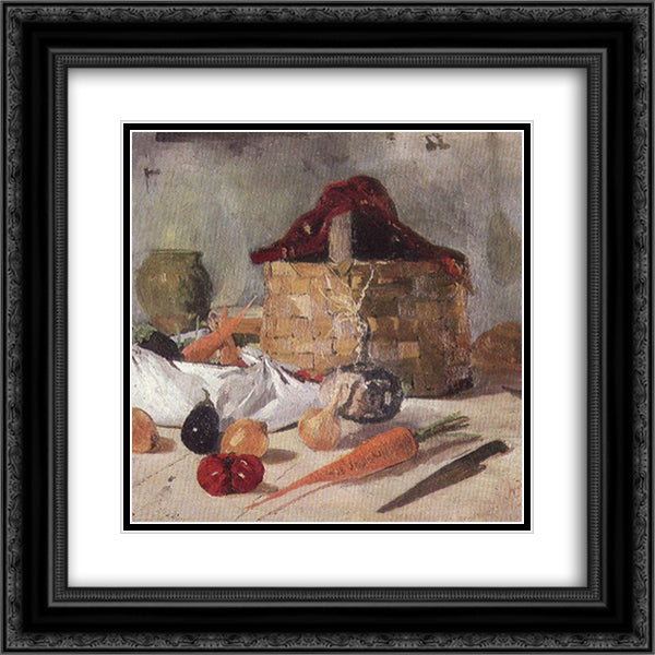 Still Life 20x20 Black Ornate Wood Framed Art Print Poster with Double Matting by Andreescu, Ion