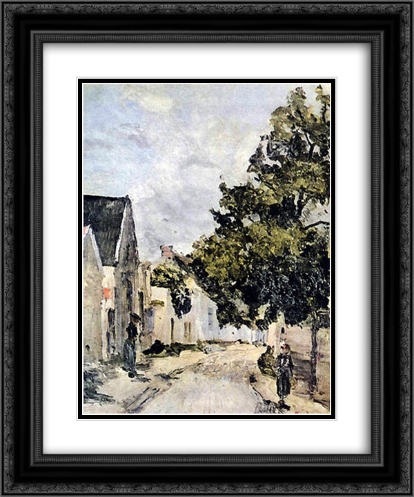 Street from Barbizon during summer time 20x24 Black Ornate Wood Framed Art Print Poster with Double Matting by Andreescu, Ion