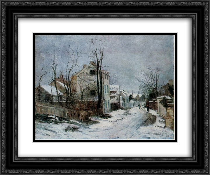 Winter at Barbizon 24x20 Black Ornate Wood Framed Art Print Poster with Double Matting by Andreescu, Ion