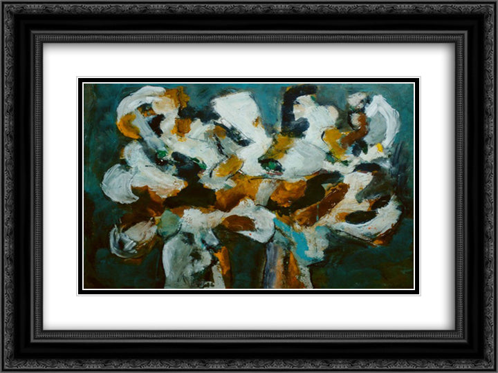 Flori 24x18 Black Ornate Wood Framed Art Print Poster with Double Matting by Pacea, Ion