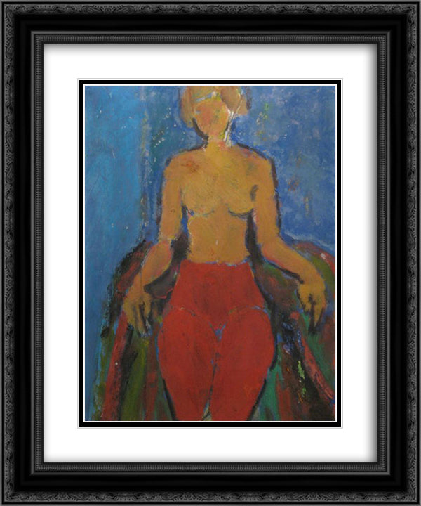 Nud in fotoliu 20x24 Black Ornate Wood Framed Art Print Poster with Double Matting by Pacea, Ion