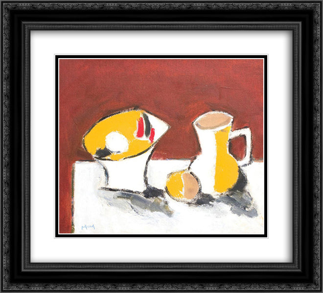 Still Life With Tazza and Jar 22x20 Black Ornate Wood Framed Art Print Poster with Double Matting by Pacea, Ion