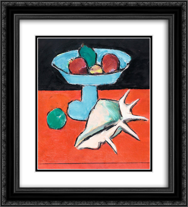 Still Life With Tazza and Seashell 20x22 Black Ornate Wood Framed Art Print Poster with Double Matting by Pacea, Ion