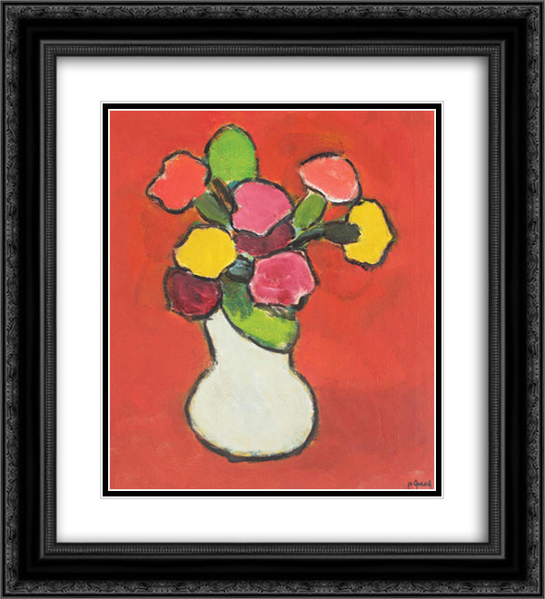 Vas cu flori 20x22 Black Ornate Wood Framed Art Print Poster with Double Matting by Pacea, Ion