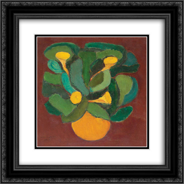 Yellow Bluebells 20x20 Black Ornate Wood Framed Art Print Poster with Double Matting by Pacea, Ion
