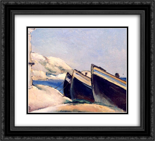 Boats 22x20 Black Ornate Wood Framed Art Print Poster with Double Matting by Theodorescu Sion, Ion