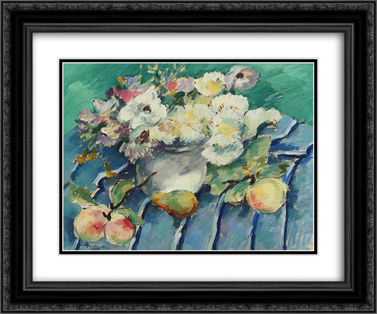 Flowers and Fruits 24x20 Black Ornate Wood Framed Art Print Poster with Double Matting by Theodorescu Sion, Ion