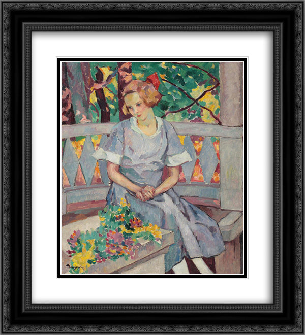 Girl in the Gazebo 20x22 Black Ornate Wood Framed Art Print Poster with Double Matting by Theodorescu Sion, Ion