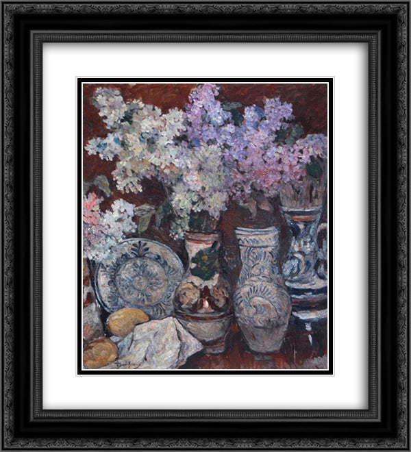 Hackberry Flowers 20x22 Black Ornate Wood Framed Art Print Poster with Double Matting by Theodorescu Sion, Ion