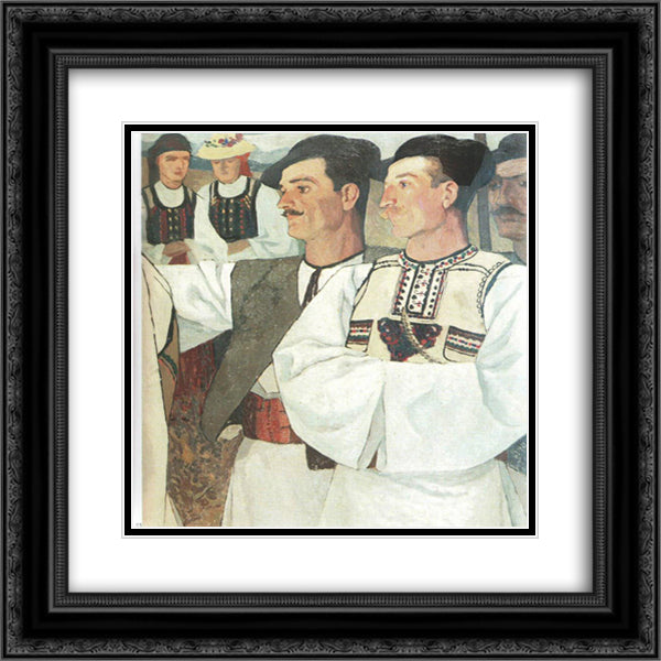 Peasants of Abrud 20x20 Black Ornate Wood Framed Art Print Poster with Double Matting by Theodorescu Sion, Ion