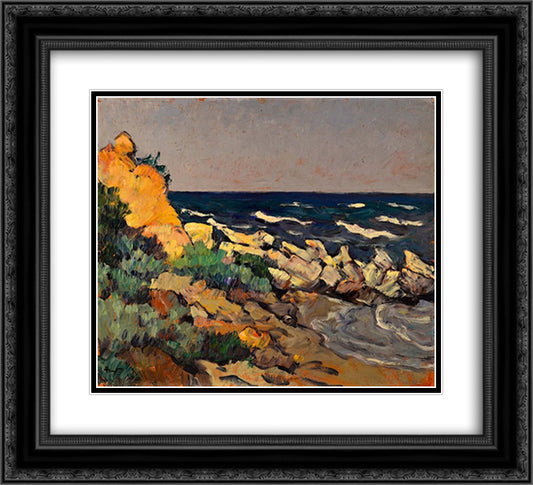 Seashore 22x20 Black Ornate Wood Framed Art Print Poster with Double Matting by Theodorescu Sion, Ion