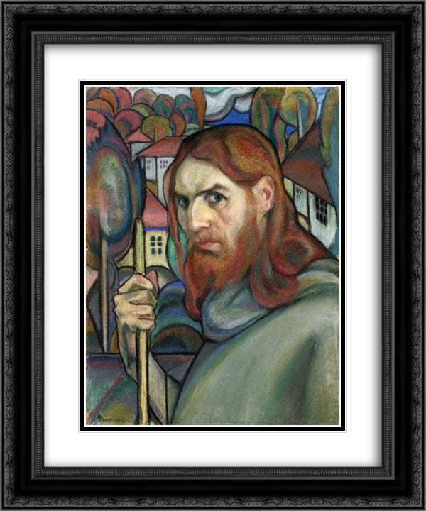 Self-Portrait 20x24 Black Ornate Wood Framed Art Print Poster with Double Matting by Theodorescu Sion, Ion