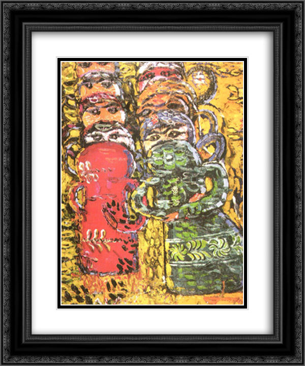 Composition Wtih Dolls 20x24 Black Ornate Wood Framed Art Print Poster with Double Matting by Tuculescu, Ion