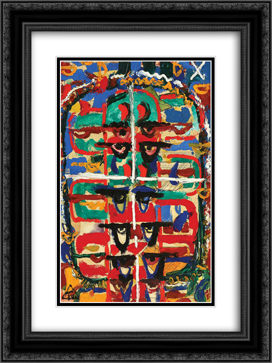 Compositon 18x24 Black Ornate Wood Framed Art Print Poster with Double Matting by Tuculescu, Ion