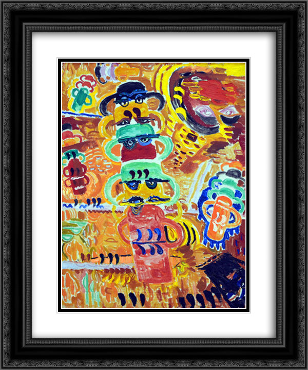 Heat 20x24 Black Ornate Wood Framed Art Print Poster with Double Matting by Tuculescu, Ion