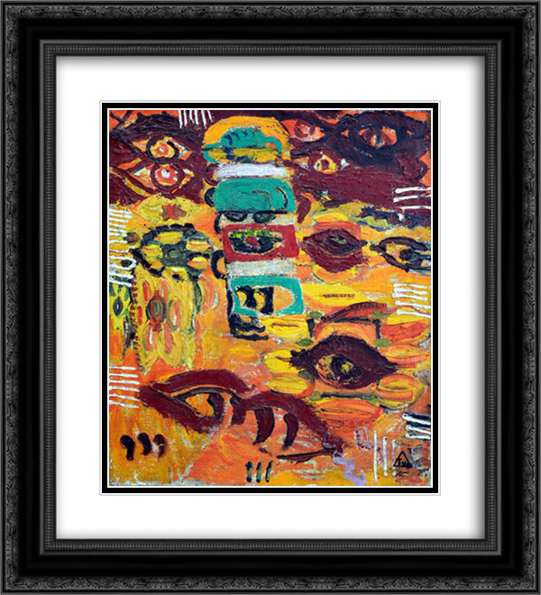 Looks 20x22 Black Ornate Wood Framed Art Print Poster with Double Matting by Tuculescu, Ion