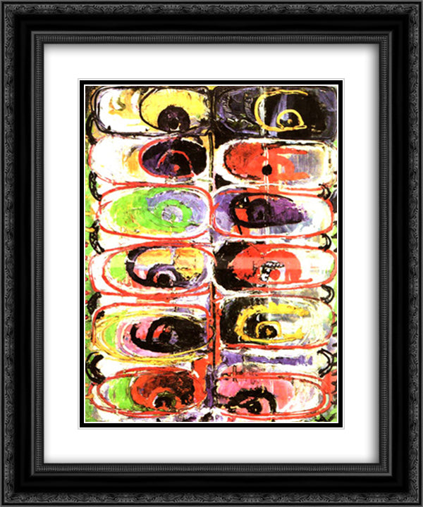 Looks of the Colors 20x24 Black Ornate Wood Framed Art Print Poster with Double Matting by Tuculescu, Ion