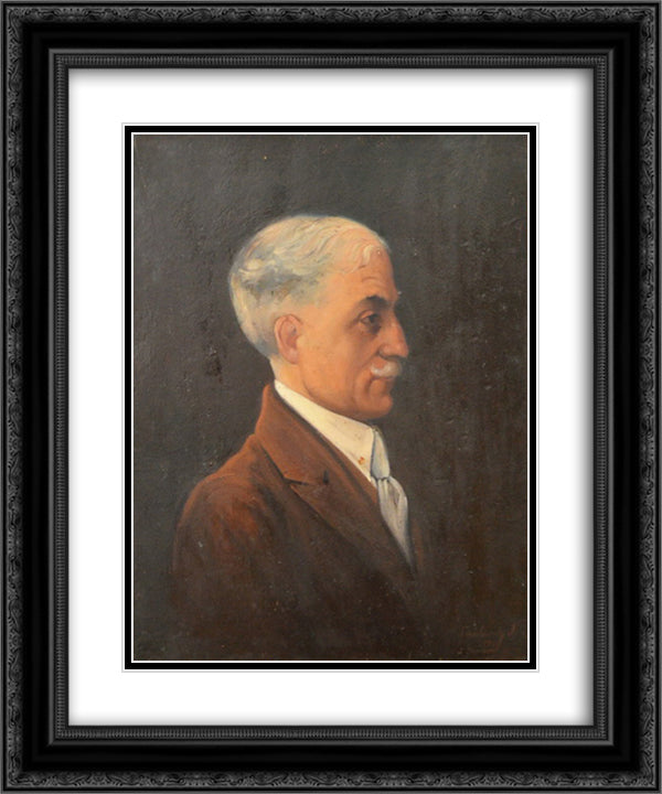 Portrait of Prof. Ion Ciolac 20x24 Black Ornate Wood Framed Art Print Poster with Double Matting by Tuculescu, Ion