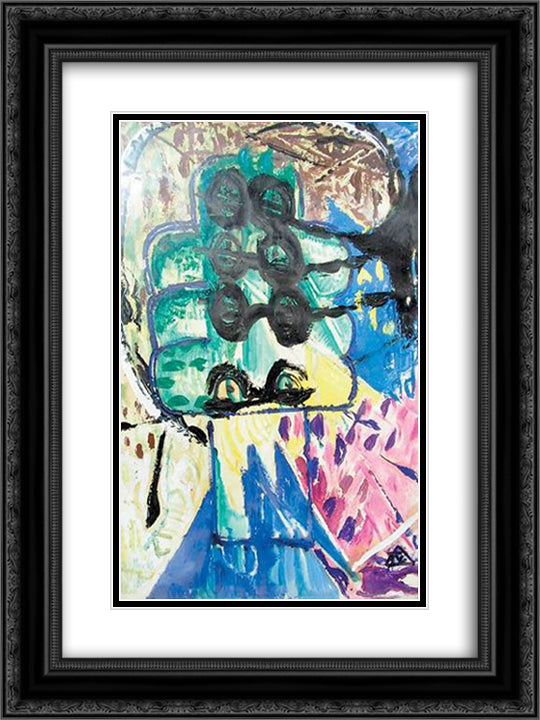 Travelling Eyes 18x24 Black Ornate Wood Framed Art Print Poster with Double Matting by Tuculescu, Ion