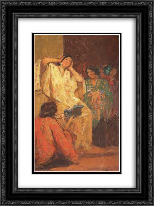 After Bath 18x24 Black Ornate Wood Framed Art Print Poster with Double Matting by Strambu, Ipolit