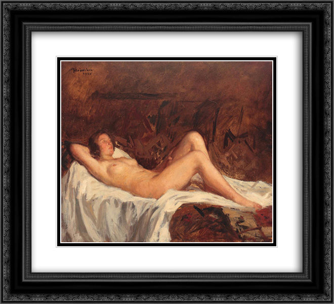 Reverie 22x20 Black Ornate Wood Framed Art Print Poster with Double Matting by Strambu, Ipolit