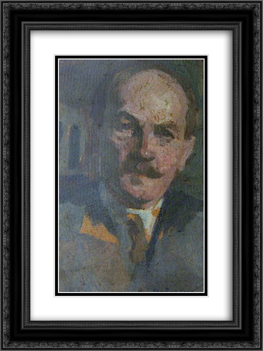 Self-Portrait 18x24 Black Ornate Wood Framed Art Print Poster with Double Matting by Strambu, Ipolit