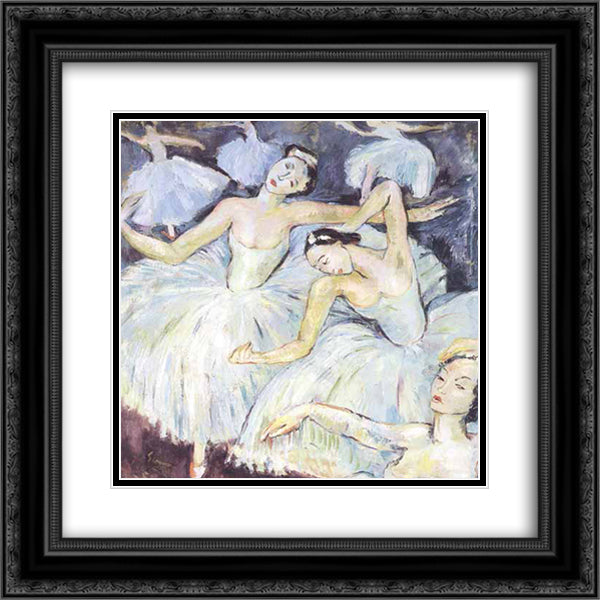Ballet Dancers 20x20 Black Ornate Wood Framed Art Print Poster with Double Matting by Stern, Irma