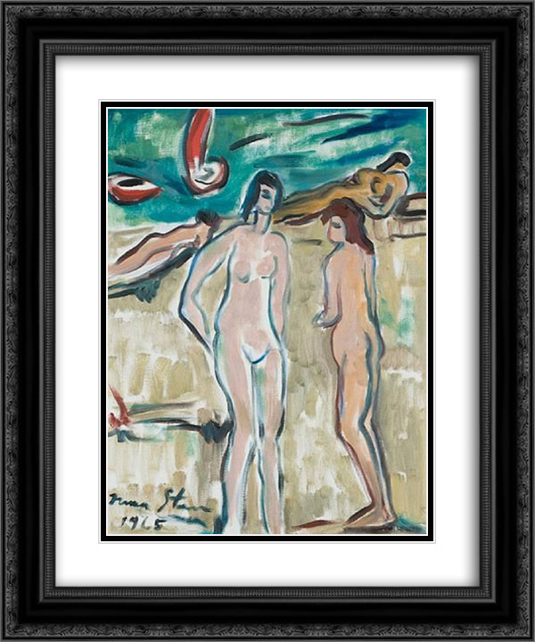 Bathers 20x24 Black Ornate Wood Framed Art Print Poster with Double Matting by Stern, Irma