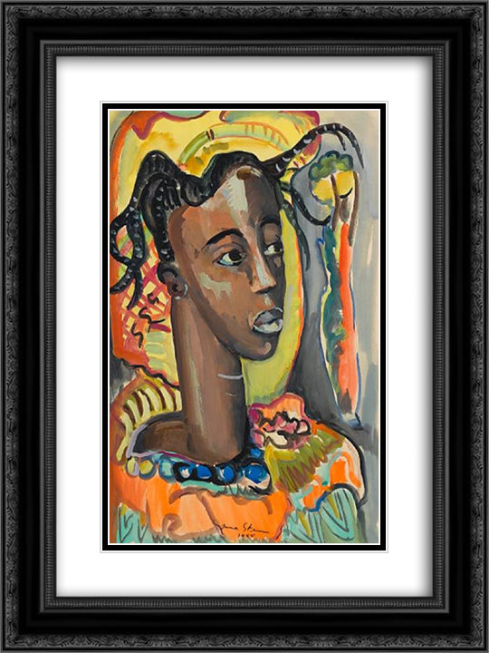 Portrait of a West African girl 18x24 Black Ornate Wood Framed Art Print Poster with Double Matting by Stern, Irma