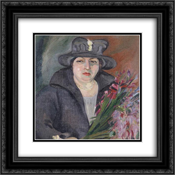 Portrait of Irma Stern's Mother 20x20 Black Ornate Wood Framed Art Print Poster with Double Matting by Stern, Irma