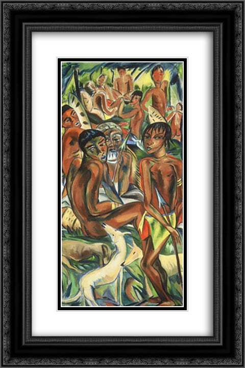 The Hunt 16x24 Black Ornate Wood Framed Art Print Poster with Double Matting by Stern, Irma