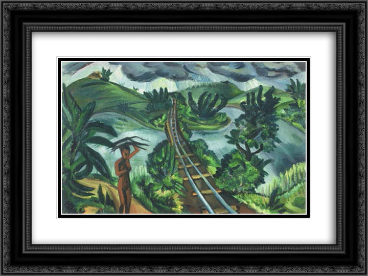 Umgababa 24x18 Black Ornate Wood Framed Art Print Poster with Double Matting by Stern, Irma