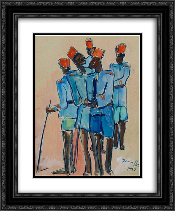 Watusi policemen 20x24 Black Ornate Wood Framed Art Print Poster with Double Matting by Stern, Irma
