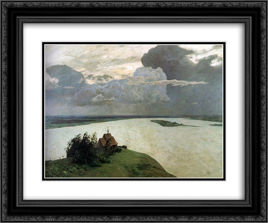 Above the eternal tranquility 24x20 Black Ornate Wood Framed Art Print Poster with Double Matting by Levitan, Isaac