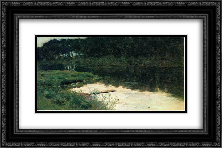 Abramtsevo 24x16 Black Ornate Wood Framed Art Print Poster with Double Matting by Levitan, Isaac