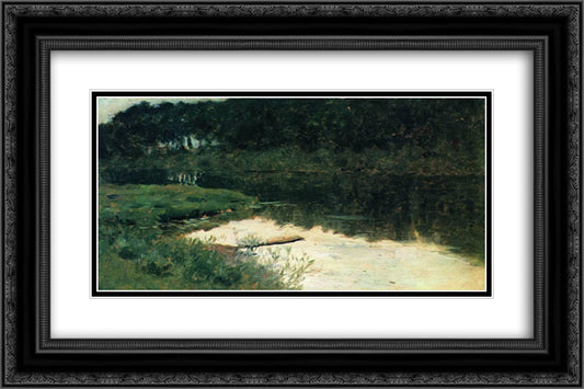 Abramtsevo 24x16 Black Ornate Wood Framed Art Print Poster with Double Matting by Levitan, Isaac