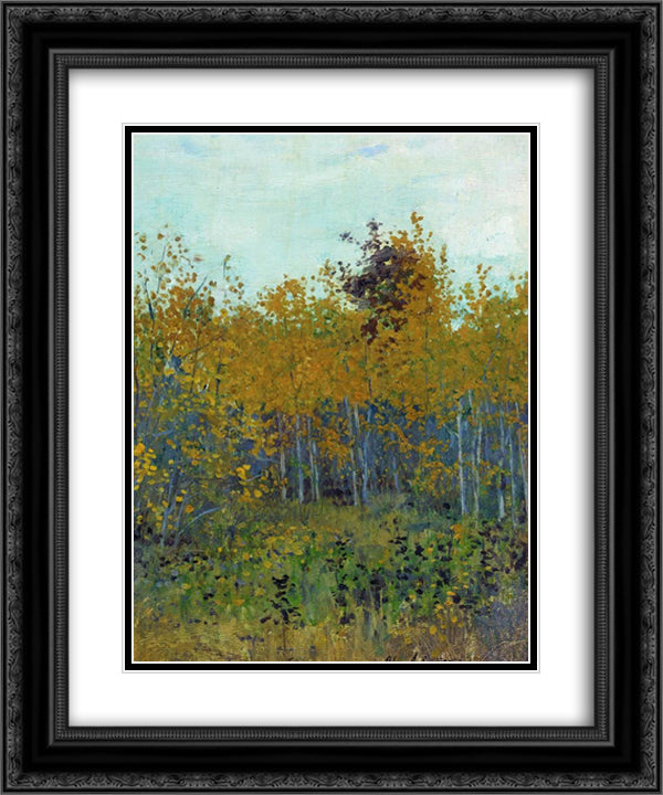 Aspen forest 20x24 Black Ornate Wood Framed Art Print Poster with Double Matting by Levitan, Isaac