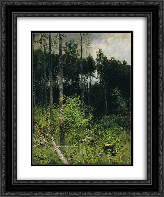 Aspen spinny. A gray day. 20x24 Black Ornate Wood Framed Art Print Poster with Double Matting by Levitan, Isaac