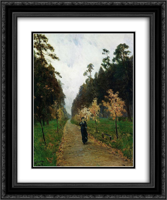 Autumn day, Sokolniki 20x24 Black Ornate Wood Framed Art Print Poster with Double Matting by Levitan, Isaac