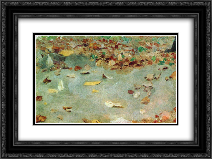 Autumn leaves 24x18 Black Ornate Wood Framed Art Print Poster with Double Matting by Levitan, Isaac