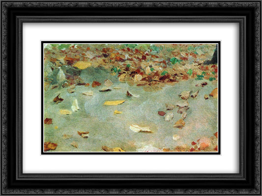 Autumn leaves 24x18 Black Ornate Wood Framed Art Print Poster with Double Matting by Levitan, Isaac