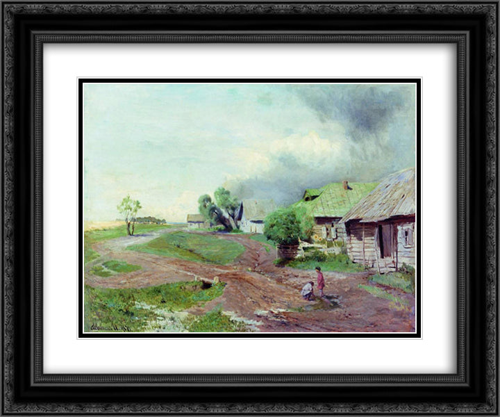 Before the thunderstorm 24x20 Black Ornate Wood Framed Art Print Poster with Double Matting by Levitan, Isaac