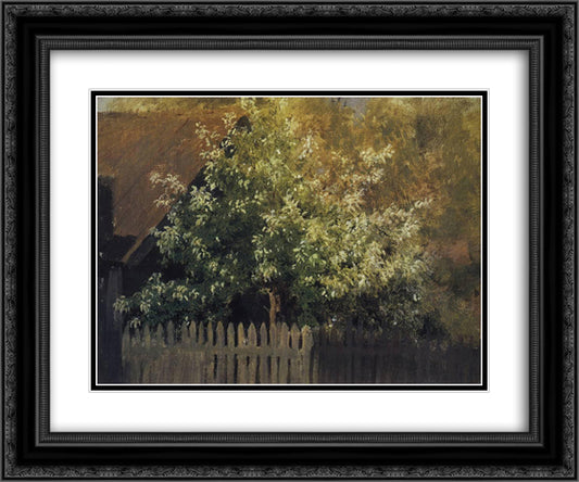 Bird Cherry Tree 24x20 Black Ornate Wood Framed Art Print Poster with Double Matting by Levitan, Isaac