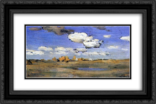 Bright sunny day 24x16 Black Ornate Wood Framed Art Print Poster with Double Matting by Levitan, Isaac