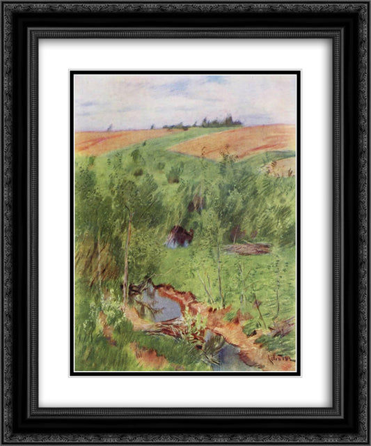 By the creek 20x24 Black Ornate Wood Framed Art Print Poster with Double Matting by Levitan, Isaac