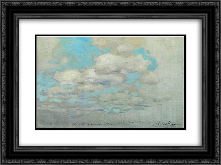 Clouds 24x18 Black Ornate Wood Framed Art Print Poster with Double Matting by Levitan, Isaac