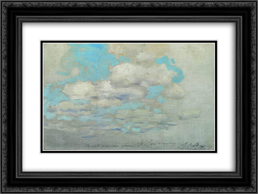 Clouds 24x18 Black Ornate Wood Framed Art Print Poster with Double Matting by Levitan, Isaac