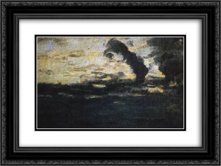 Cloudy sky. Twilight. 24x18 Black Ornate Wood Framed Art Print Poster with Double Matting by Levitan, Isaac